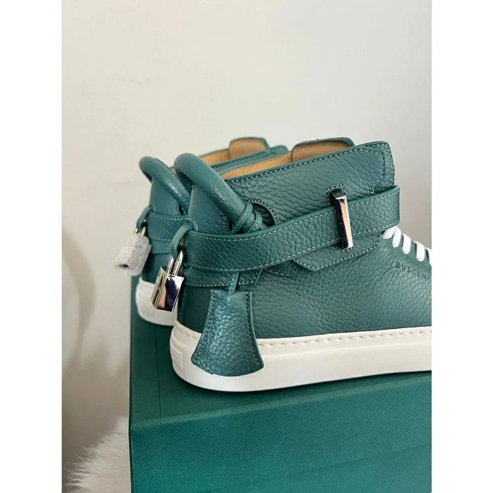 BUSCEMI Mid Sneaker, Women's Italian Leather Hightop , Size 38 (Euro) Petrol NWT - Picture 9 of 16